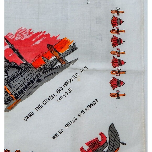 Egyptian Landmark Symbols Scarf Souvenir Cotton Tourist Attractions - Picture 6 of 10